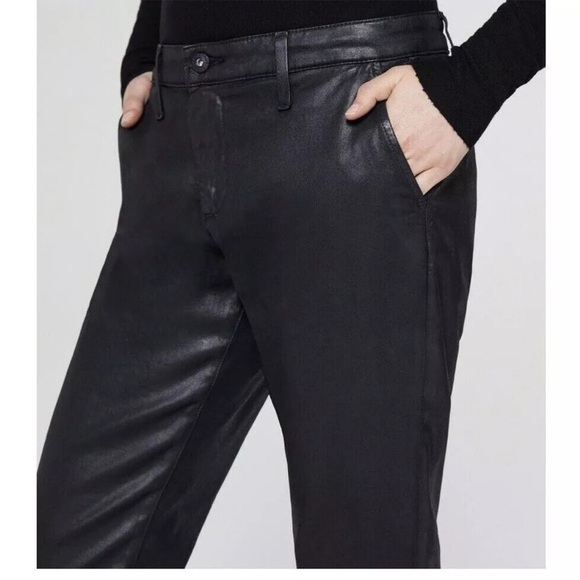 AG Adriano Goldschmied Caden Leatherette Tailored Trousers Black Pant Sz 24 - Picture 2 of 16